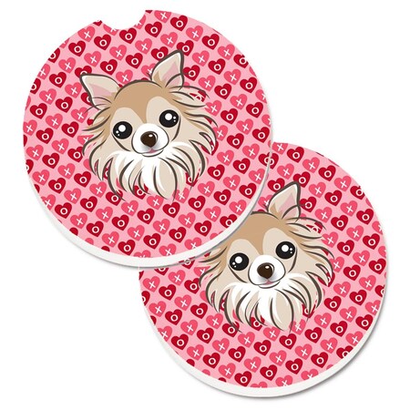 Carolines Treasures Chihuahua Hearts Cup Holder Car Coasters - Set of 2 BB5321CARC